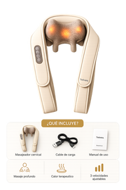 Masajeador Cervical Todvera® 3D con Calor | 3 Velocidades Regulables