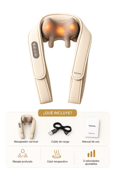 Masajeador Cervical Todvera® 3D con Calor | 3 Velocidades Regulables